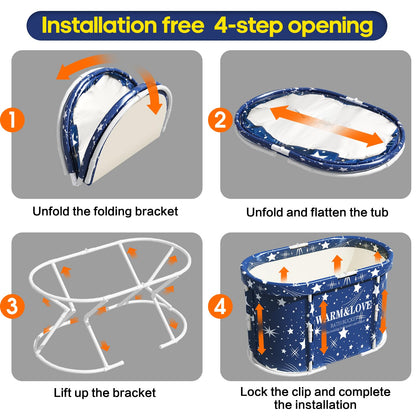 Faltbare Eisbadewanne Heissbad – Sternenblau Oval-Medium