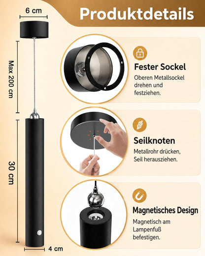 ACMHNC Akku Pendelleuchte Schwarz LED Hängelampe dimmbar USB-C