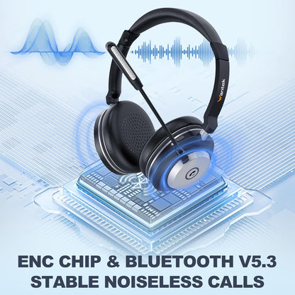 Wantek 882BT Bluetooth Headset mit Mikrofon und Ladestation