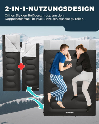 KingCamp Doppelschlafsack Deckenschlafsack Winter - Schwarz