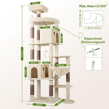 Globlazer Kratzbaum F83 XXL 213cm für grosse Katzen - Beige