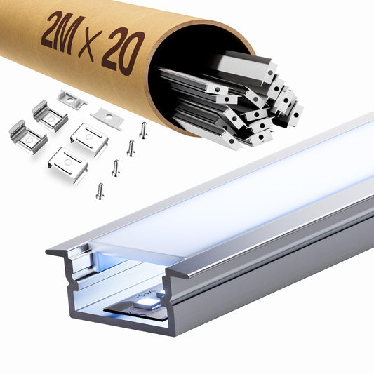 LASLUX LED Profil U-Form – Aluprofil 2m 19,7x10 mm. U-förmig, 2m. Nimmt LED-Streifen zur diskreten Lichtgestaltung auf.