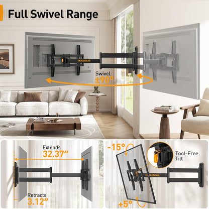 Perlegear TV Wandhalterung PGLF18, 822 mm Arm, 32-75 Zoll bis 45 kg