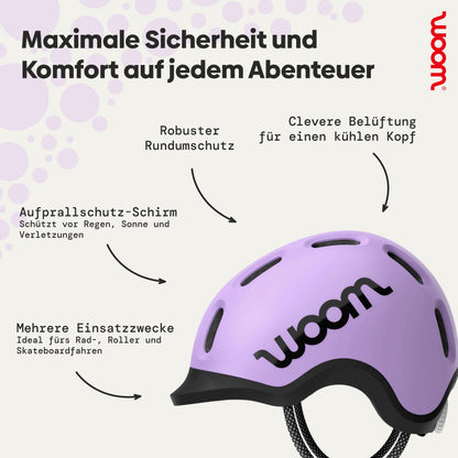 woom READY Kinder-Fahrradhelm, Lila, Grösse M (53–57 cm)