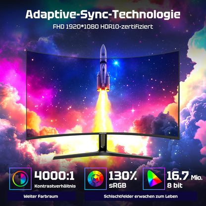 Amzfast AMZG27C1 Pro Curved Gaming Monitor - 27" FHD 240Hz