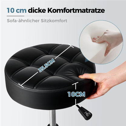 BEWISHOME Rollhocker EBYD01B – Verstell- & Drehbar, 200kg, Schwarz