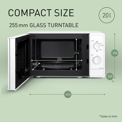 Panasonic NN-E20JWMEBG Mikrowelle, 20 L, 800 W, Glasteller, Weiss