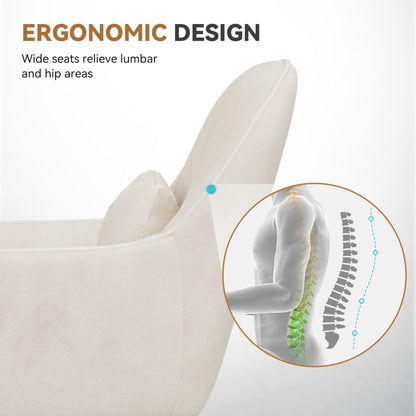 Aivermeil Samt Homeoffice Drehstuhl mit Kopfkissen – Beige