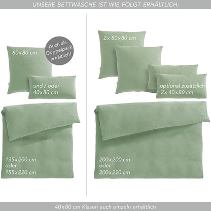 Pure Label Musselin Bettwäsche Set 4-teilig - 135x200 Grün