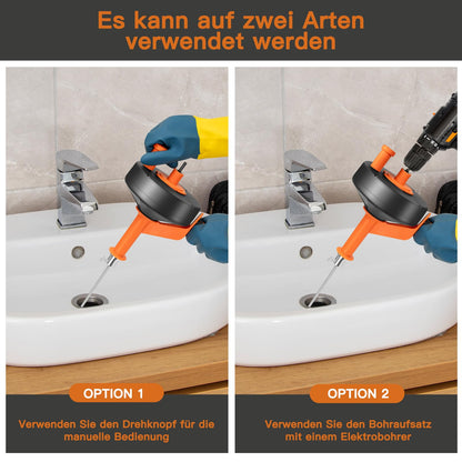 RISEMART Rohrreinigungsspirale 13 m Abflussspirale mit Bohraufsatz