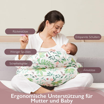 momcozy Stillkissen Gross mit Sicherheitsumrandung - Plante & Wald