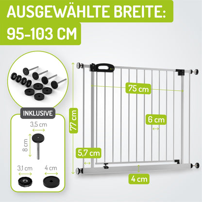 BOMI Merle Treppenschutzgitter XXL – Ohne Bohren Weiss 95-103cm