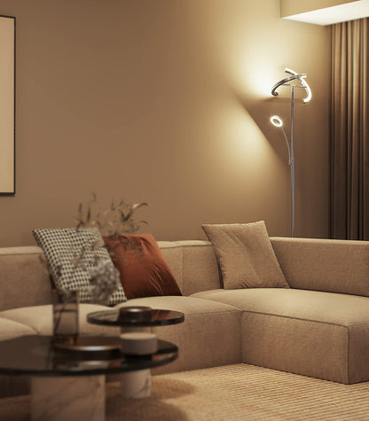 ANTENLICHT KAKA- LED Stehlampe dimmbar - Silber mit Leselampe