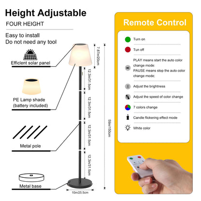 Ecvivk LED Solar-Stehlampe Outdoor, dimmbar, Warmweiss + RGB, IP65