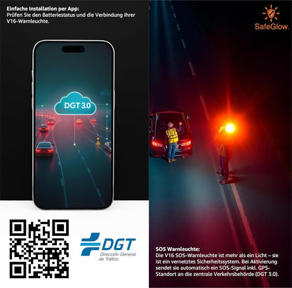 Safeglow V16 Warnleuchte DGT 3.0 mit SIM-Karte – LED-Notlicht