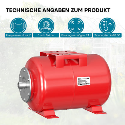 Wiltec Ausdehnungsgefäss 24 Liter, Membrankessel mit EPDM-Membran