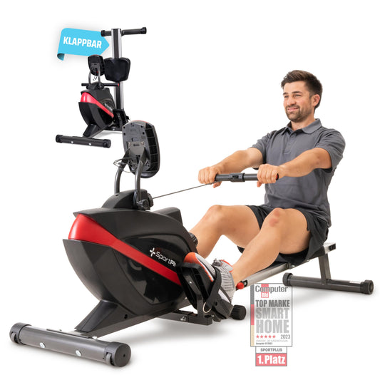 SportPlus Rudergerät klappbar – Leise Magnetbremse 150kg: Robustes Rudergerät zum Ganzkörpertraining. Klappbar mit Magnetbremse.