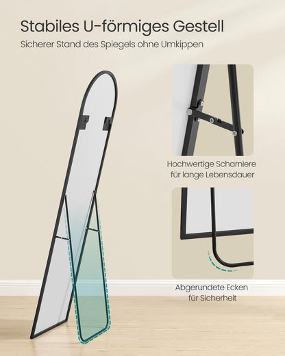 SONGMICS Ganzkörperspiegel, bogenförmiger Standspiegel, 150 x 40 cm