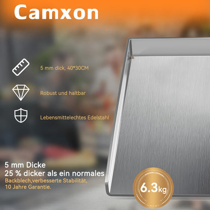 Camxon Universelle Edelstahl Plancha Grillplatte – 40.5x31cm