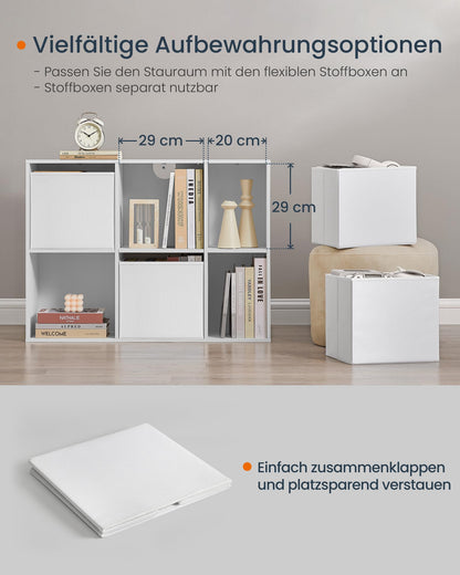 SONGMICS HOME Bücherregal LBC196W01 – Werkzeuglos, 4 Schubladen, Weiss