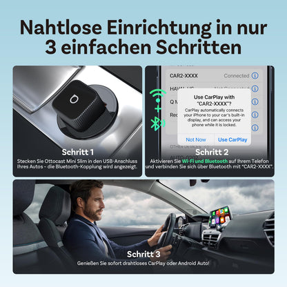 OTTOCAST Mini Slim 2-in-1 Wireless CarPlay & Android Auto Adapter