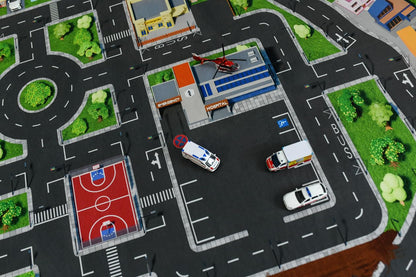 SkippiDoo Kinder Spielteppich Strasse & Auto 200x160 cm