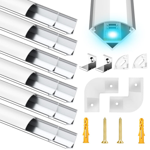 Molfanco LED-Aluminiumprofil V-Form silber, 12 × 1 m, mit Abdeckung aus eloxiertem Aluminium für LED-Streifen bis 10 mm