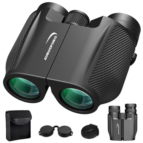 Aurosports 12x32 Fernglas Kompakt für Erwachsene und Kinder, faltbar mit Anti-Rutsch-Griff