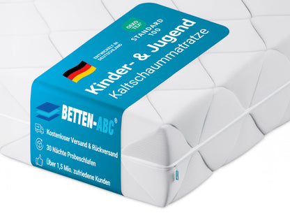 Betten-ABC Kidz Kaltschaummatratze 80x160 cm für Kinder & Jugendliche, 14 cm hoch, abnehmbarer Bezug