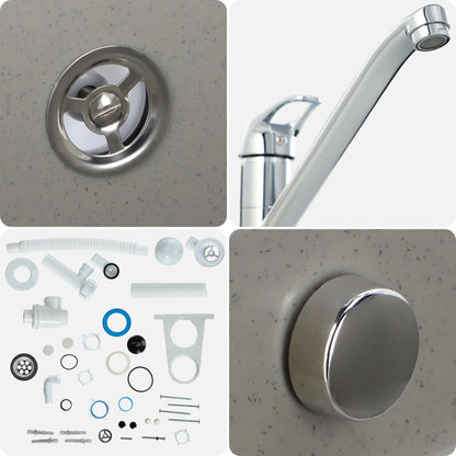 GOSPO Ausgussbecken Polypropylen inkl. Armatur & Siphon - Grau