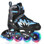 TOMSHOO Inline Skates, verstellbar, LED-Rollen, Blau, Grösse M – Hartschale und Ratschenschnallen