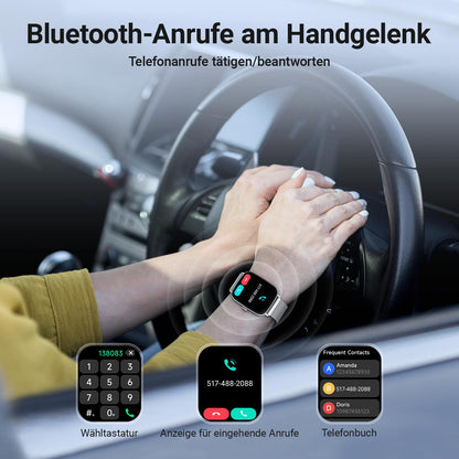 Fitpolo Smartwatch Fitnessuhr mit Telefonfunktion, 1,85 Zoll, IP68