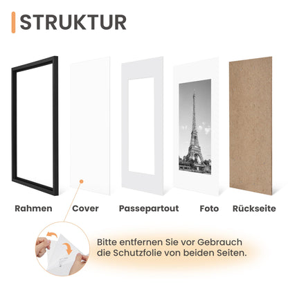 upsimples Bilderrahmen A2 Schwarz, 3er-Set, 42 x 59,4 cm