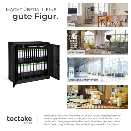 tectake® Metall Aktenschrank abschliessbar 90x40x90 cm - Schwarz