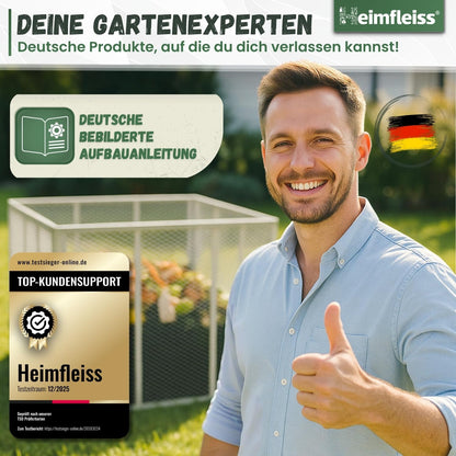 Heimfleiss Metallkomposter 750 L, verzinkter Stahl, 100x100x75 cm