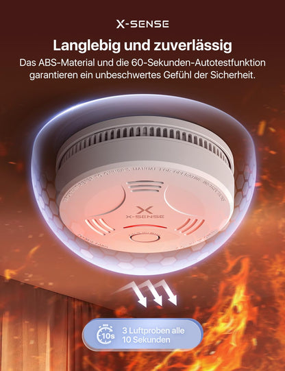 X-Sense Rauchmelder SD11, 10-Jahres-Batterie, Magnethalterung, 5er Set