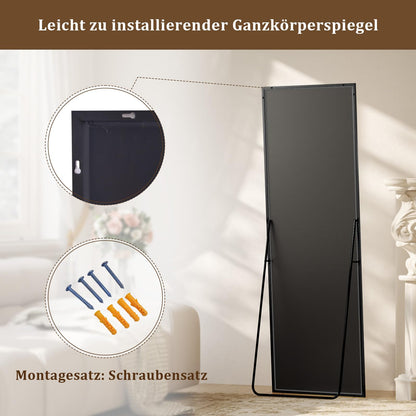 BEAUTYPEAK Ganzkörperspiegel 150x40 cm, Stand- und Wandspiegel Schwarz