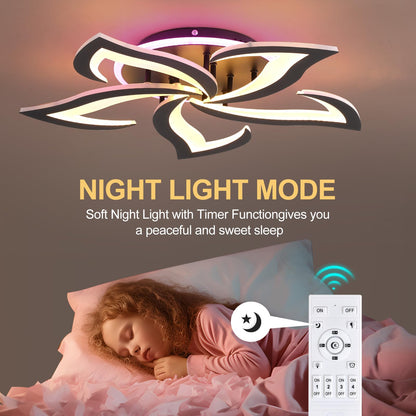 ZAITINZ LED Deckenleuchte 5 Blütenblätter Dimmbar – Schwarz