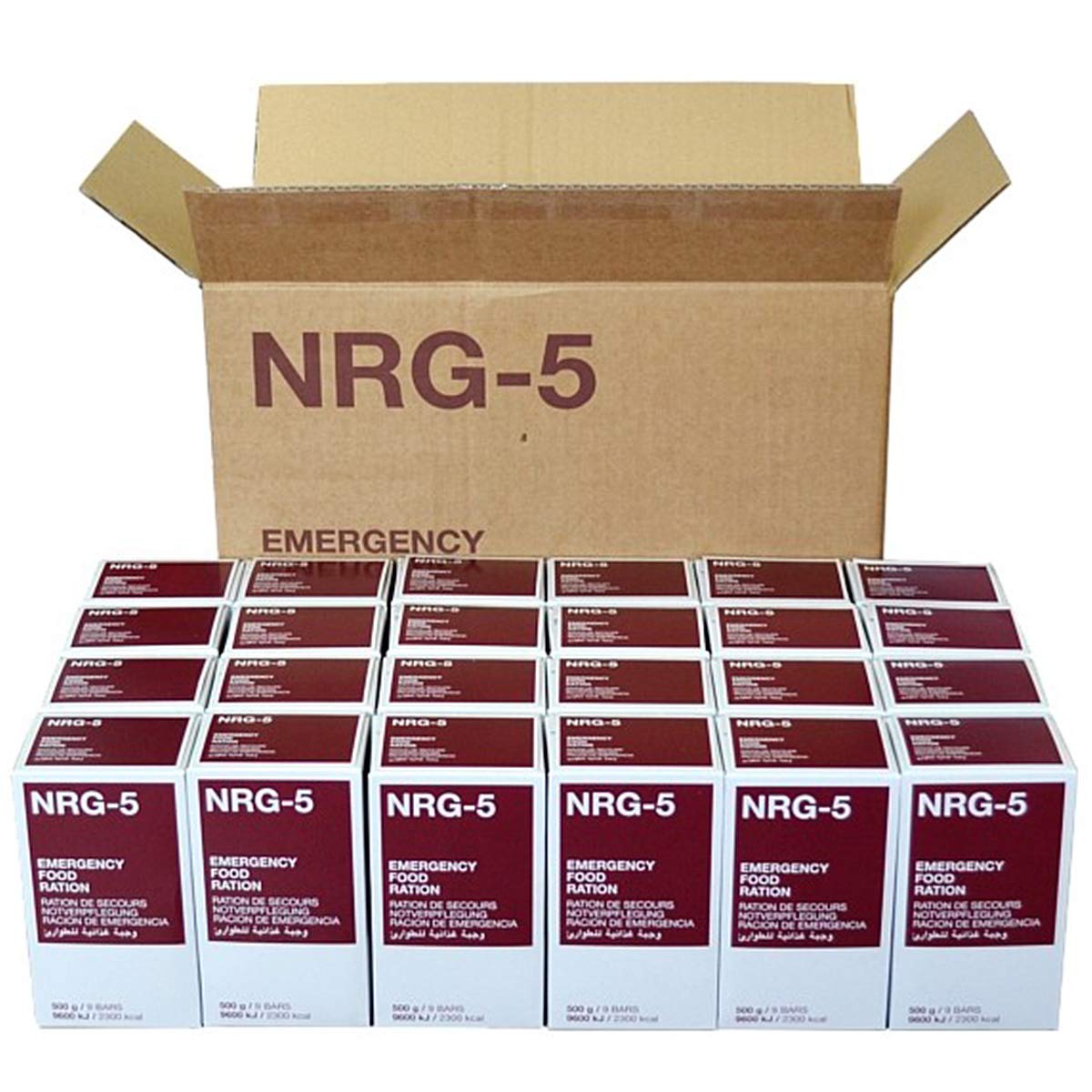 NRG-5 Notnahrung, energiereiche Kompaktnahrung Kekse, 24x 500 g – Riegel in wasserabweisender Schutzhülle