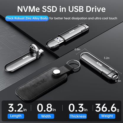 SSK Portable SSD 512GB – 1000MB/s Dual Typ-C & Typ-A