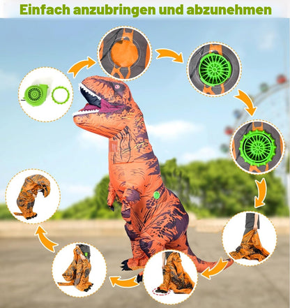 TO.BE.NO.1 Aufblasbares T-Rex Dinosaurier-Kostüm Erwachsene Braun