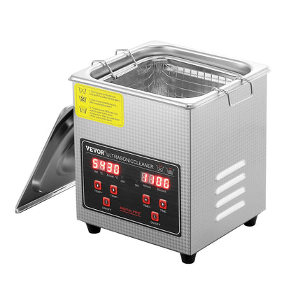 VEVOR Ultraschallreiniger 2 L Edelstahl mit Timer und Heizfunktion, inklusive Reinigungskorb und Digitalanzeige