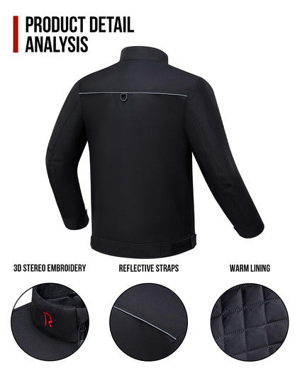 RIDEIRON Motorradjacke Herren Allwetter Schutz - Schwarz S