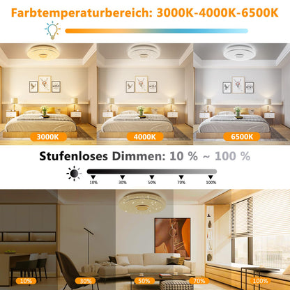 TOPPLEE LED Deckenleuchte dimmbar RGB Sternenhimmel mit Fernbedienung