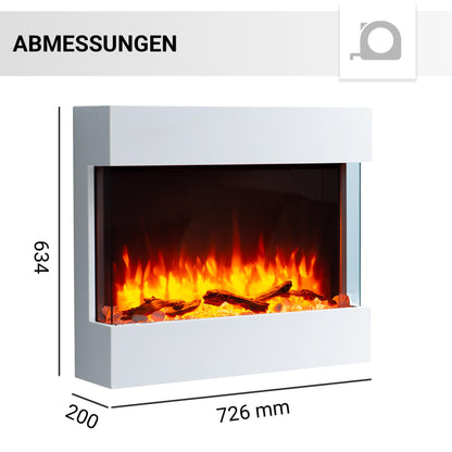 BALDERIA Alva elektrischer Wandkamin Heizfunktion – Weiss