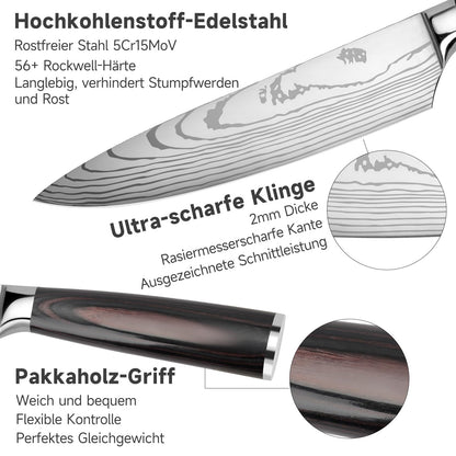 Gustrug Messerset 5-tlg. Profi Küchenmesser Set – Edelstahl