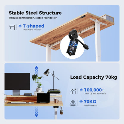 Agilestic Elektrischer Steh-Sitz Schreibtisch 120x60 cm – Hellbraun