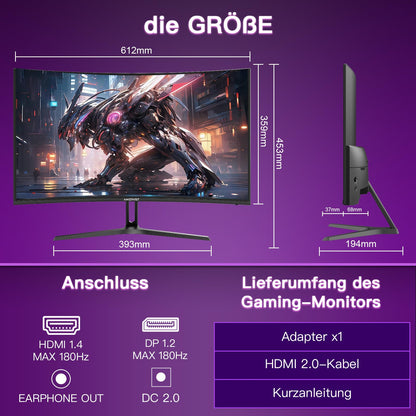Amzfast AMZG27C1 Curved Gaming Monitor - 27 Zoll, 180Hz