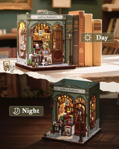 CUTEBEE Book Nook Kit Gellery Bookstore, 3D Holzpuzzle Bausatz