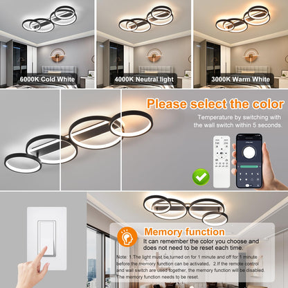 Design Ringform Dimmbar LED Deckenleuchte - 4-flammig Schwarz 86cm